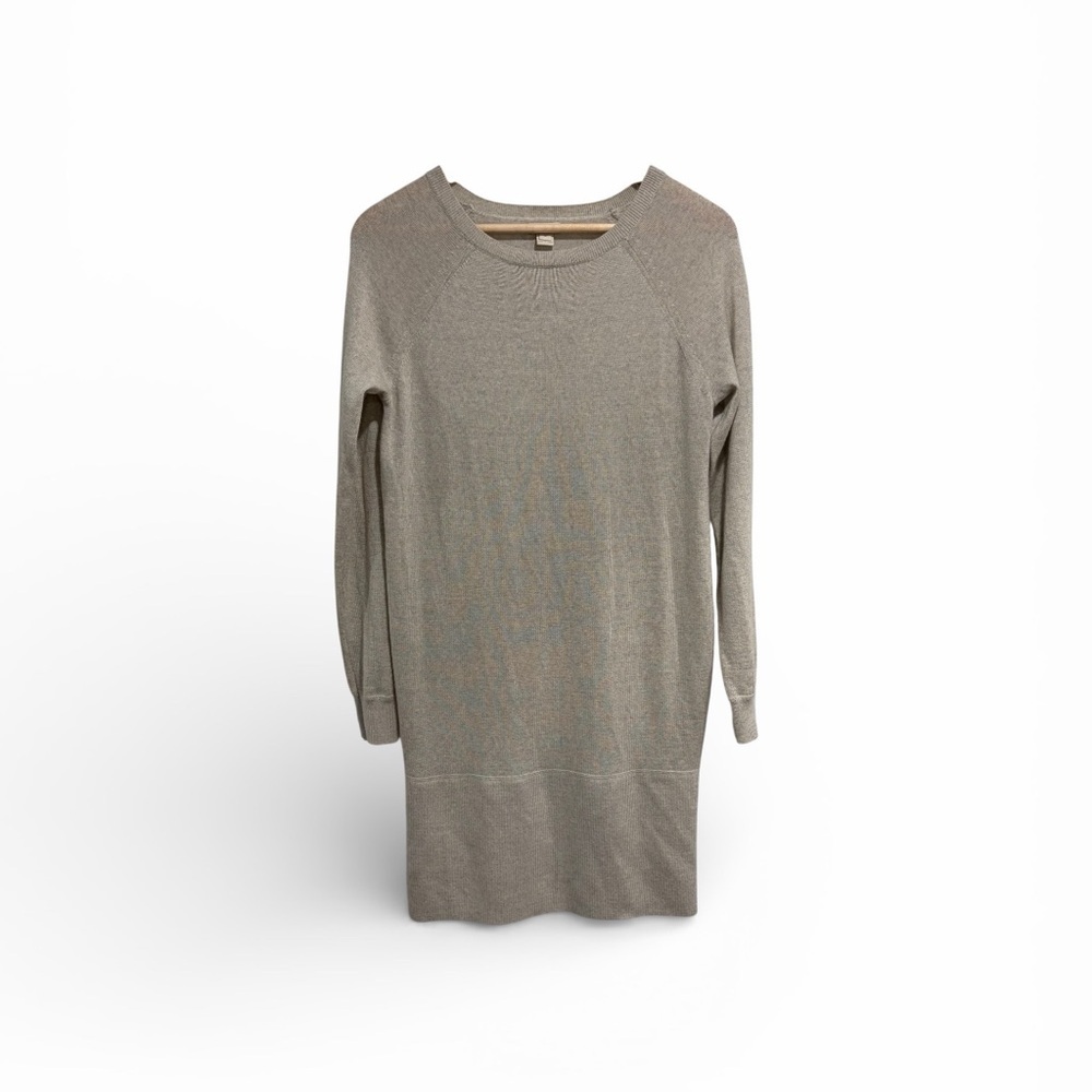 J. Crew Women's Long Sleeve Knit Wool Blend Beige Sweater Dress Lightweight